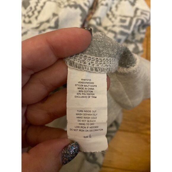 BKE Lounge women’s Aztec patterned hooded pullover cotton long sleeve sweater L - Picture 9 of 9